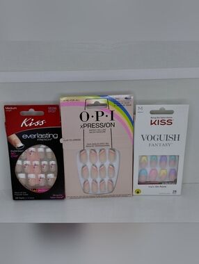 NWT Kiss Everlasting French Tip, Kiss Voguish & OPI Rainbow Tip Press-On Nails